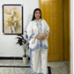 Modren White & Blue Cord Set