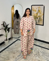 Pink Floral Kurta with farshi shalwar